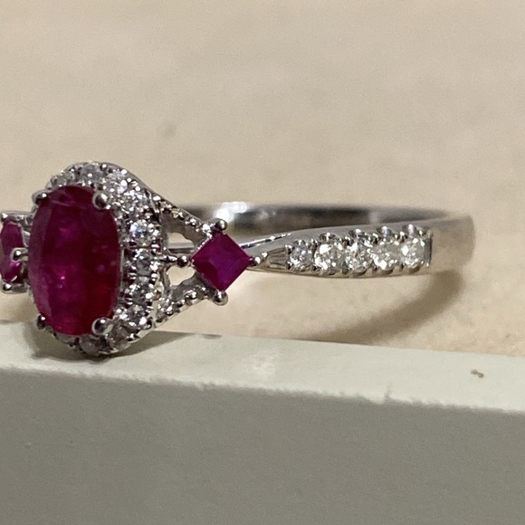 14K White Gold Ruby Ring - Picture 3 of 12